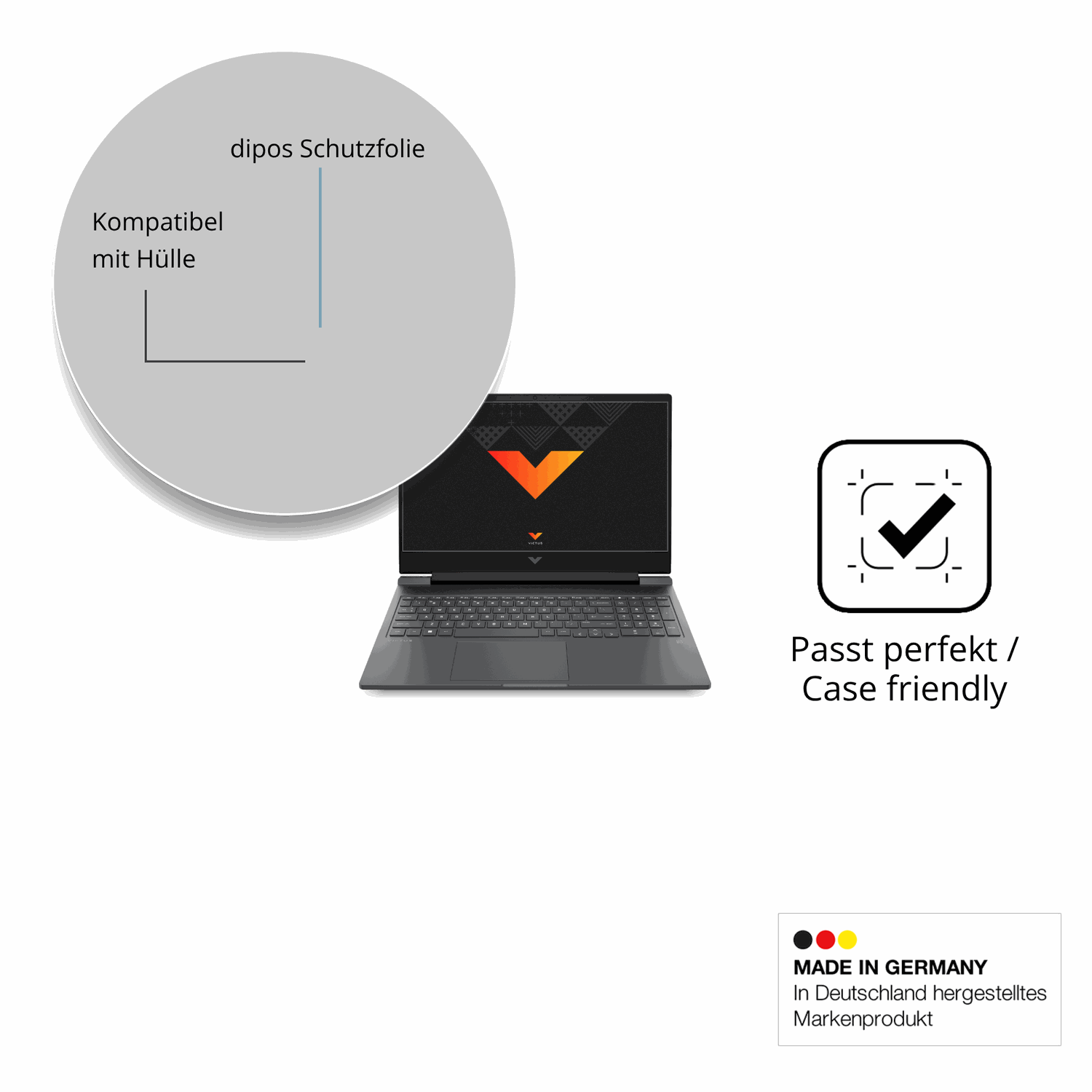 Schutzfolie mit optimaler Passform, zur Verwendung mit Hüllen geeignet