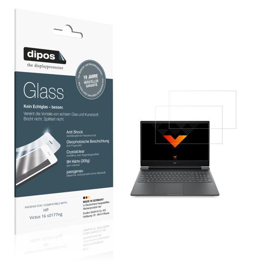 Klare Displayschutzfolie von dipos passend für HP Victus 16 s0177ng, 9H kratzfest und blasenfrei montiert