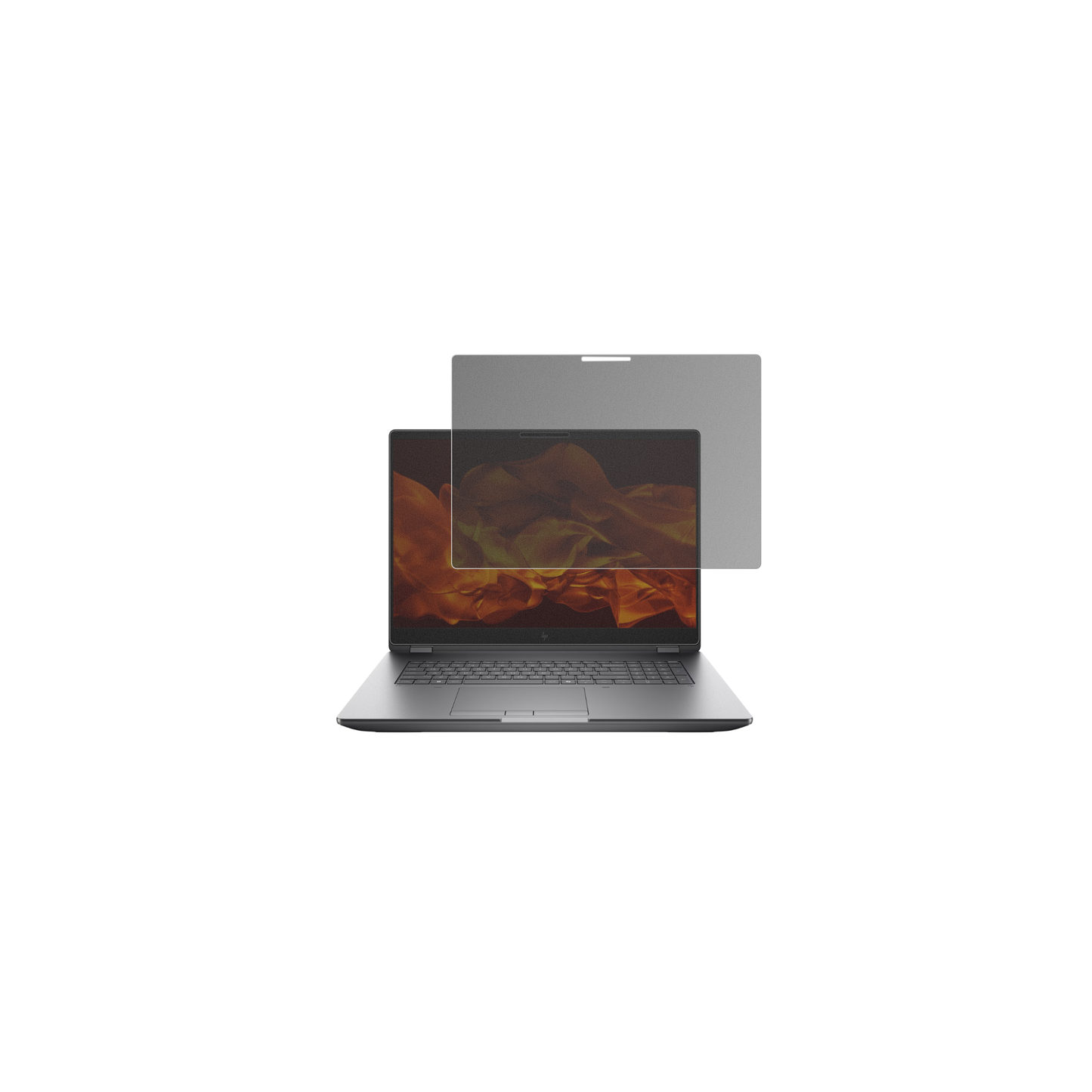 HPZBook Fury G1i 16 Zoll mit aufgebrachtem dipos Displayschutz, der seitliche Einblicke blockiert