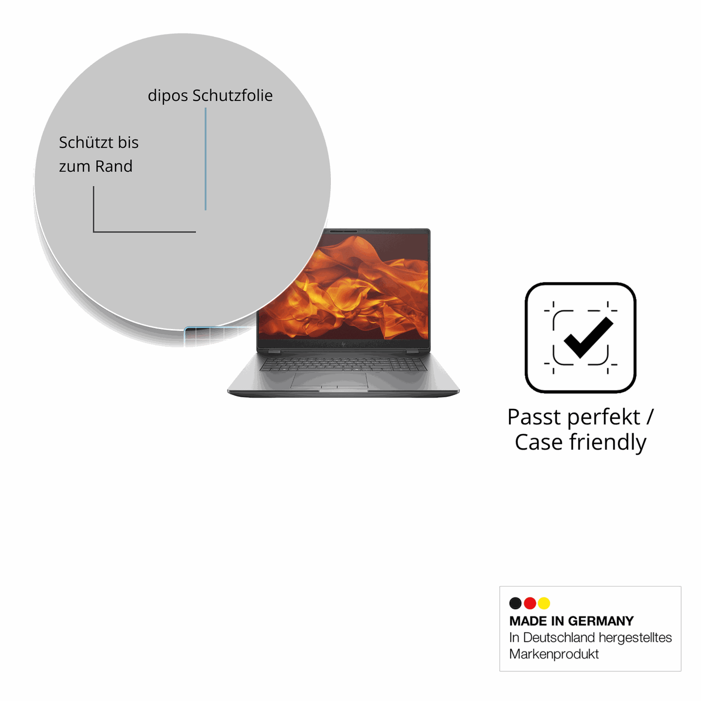 Schutzglasfolie mit optimaler Passform, zur Verwendung mit Hüllen geeignet