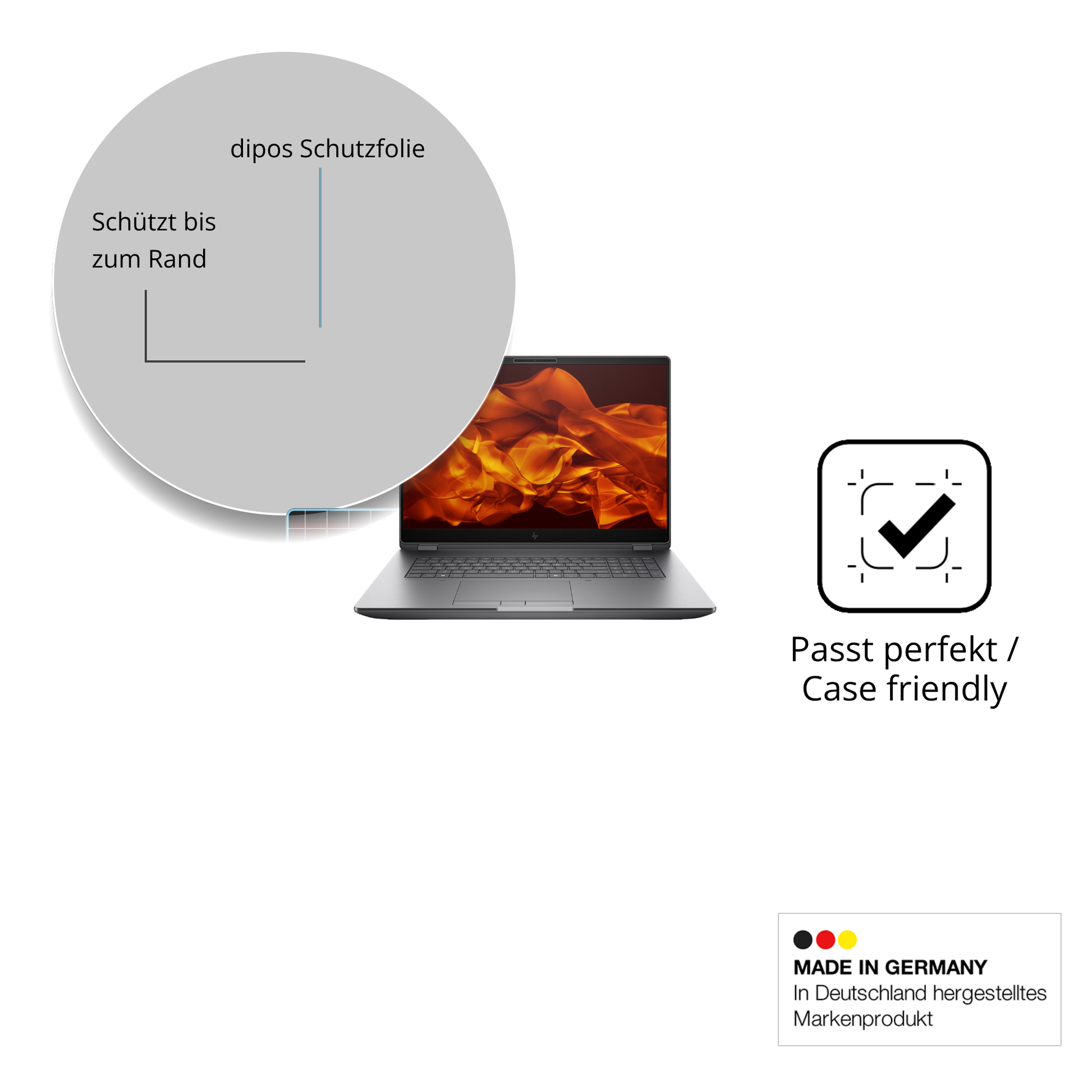 Besonders flexibler Displayschutz mit Anti-Shock-Schicht im Materialmix