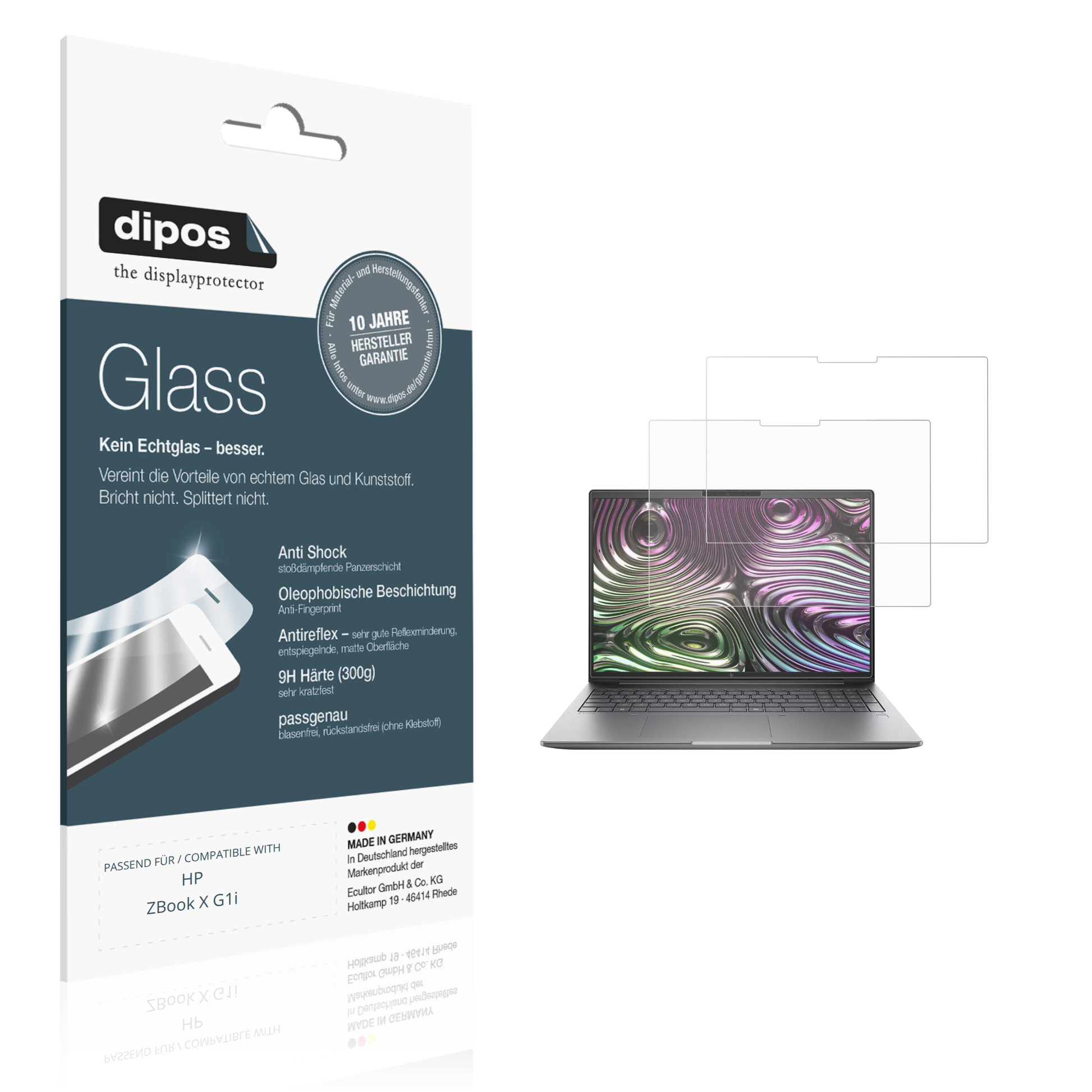 Matte Displayschutzfolie von dipos passend für HP ZBook X G1i, 9H kratzfest und blasenfrei montiert