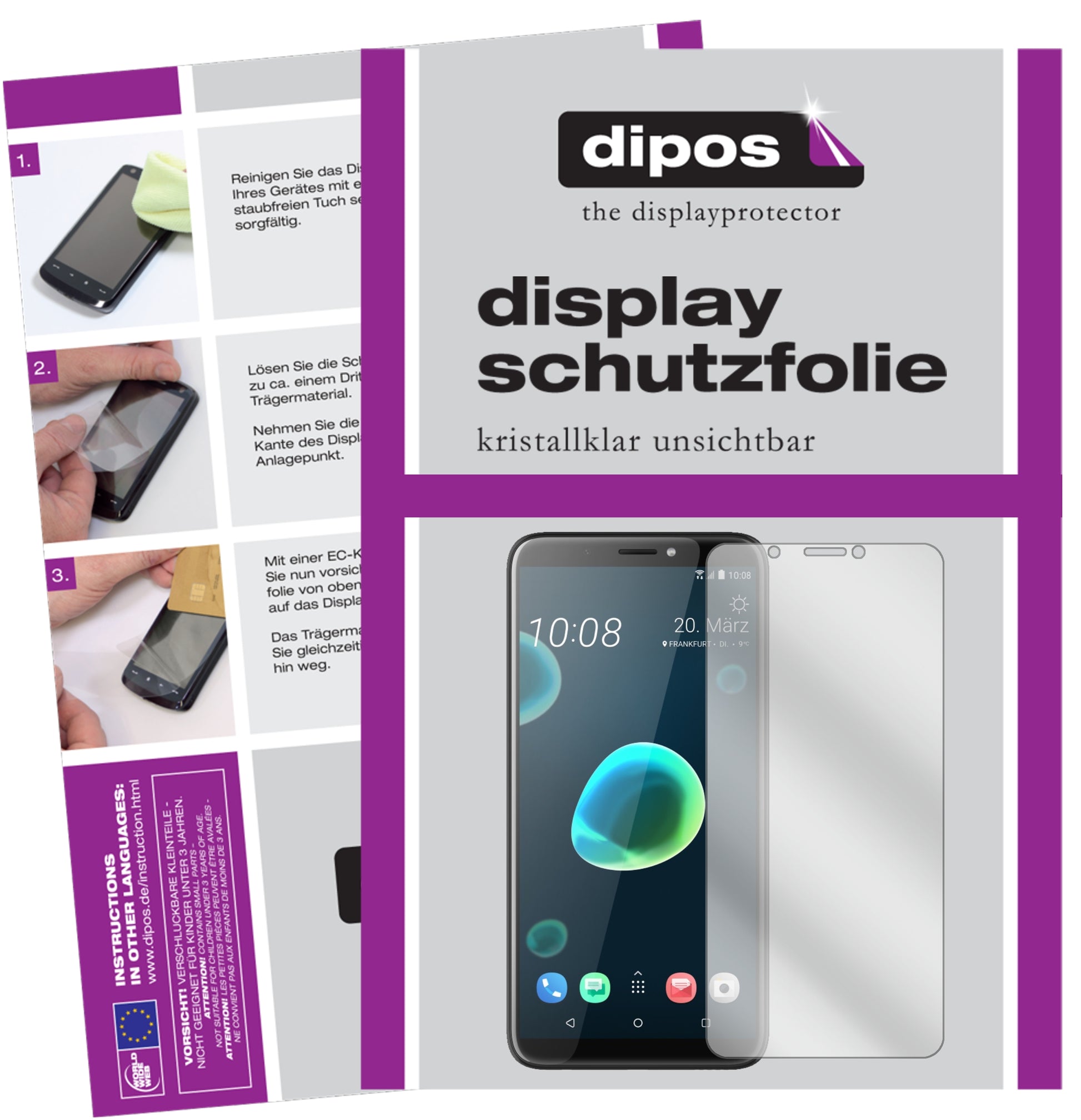 Kristallklare, dünne Schutzfolie: Kratzfest & passgenau für HTC-Desire 12