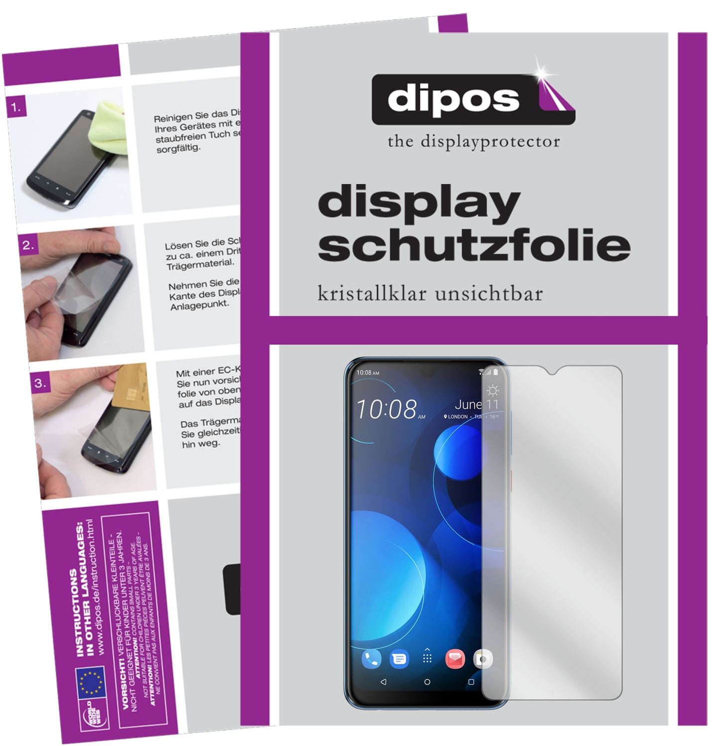 5x Schutzfolie klar für HTC Desire 19 Plus Display-Schutzfolie