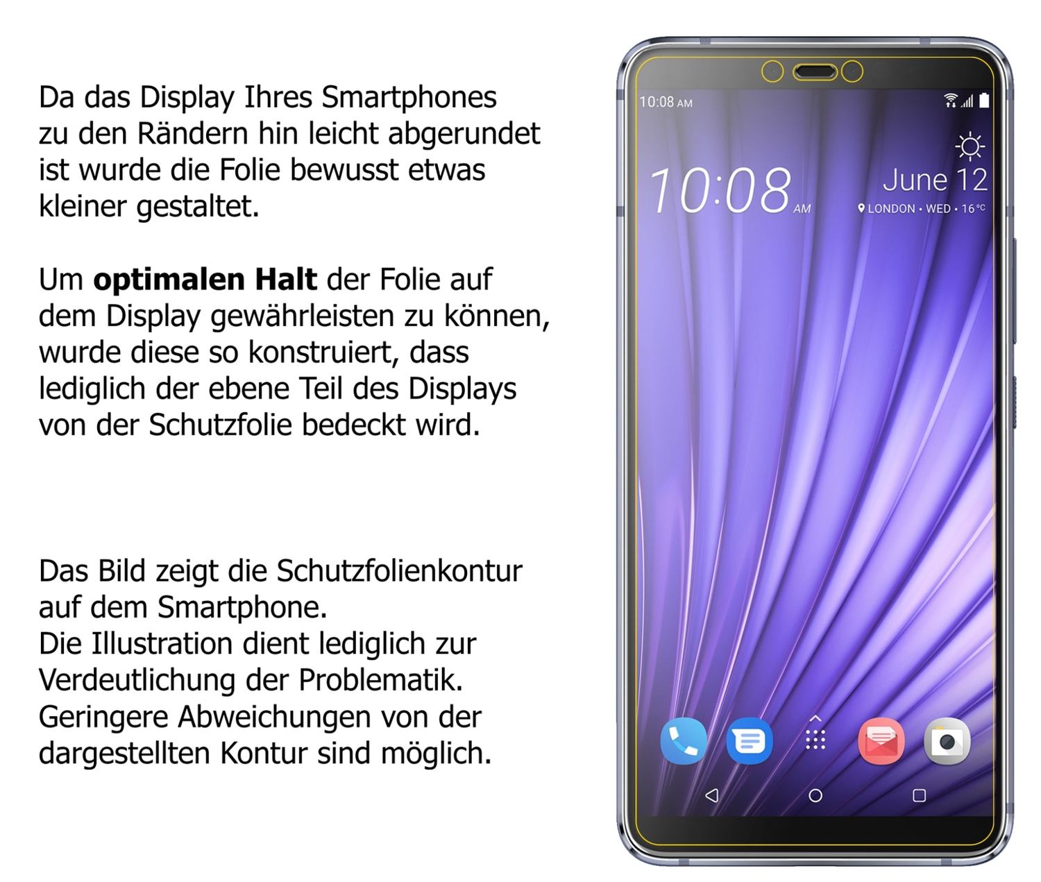 Dünne und klare Folie passend zugeschnitten für HTC U19e
