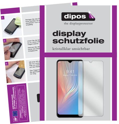 Klare Displayschutzfolie von dipos passend für HTC Wildfire X, präziser Zuschnitt und blasenfrei montiert
