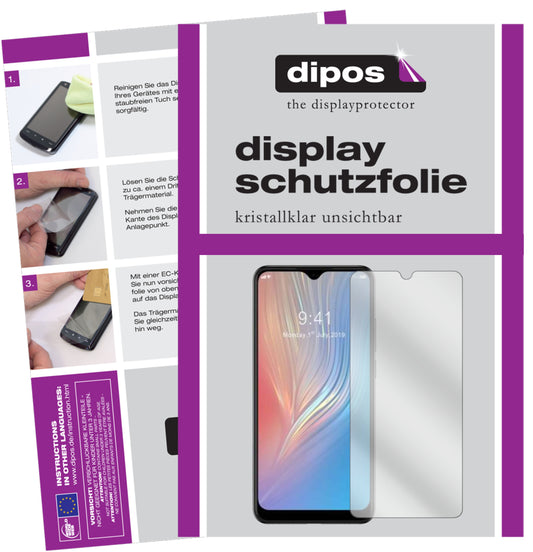 Klare Displayschutzfolie von dipos passend für HTC Wildfire X, präziser Zuschnitt und blasenfrei montiert