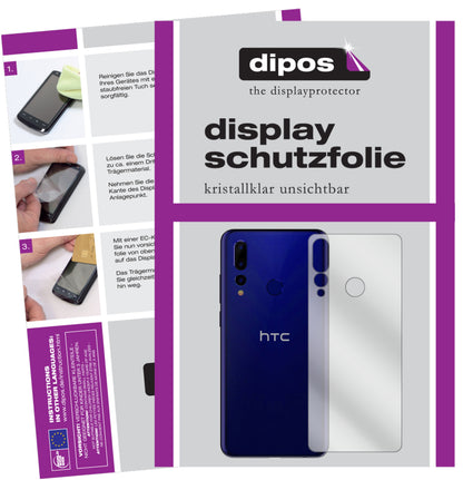 Klare Displayschutzfolie von dipos passend für HTC Wildfire X Rückseite, präziser Zuschnitt und blasenfrei montiert