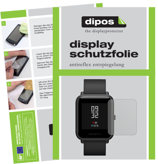 Matte Displayschutzfolie von dipos passend für Huami Amazfit Bip S, präziser Zuschnitt und blasenfrei montiert