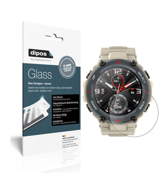 Matte Displayschutzfolie von dipos passend für Huami Amazfit T-Rex, 9H kratzfest und blasenfrei montiert