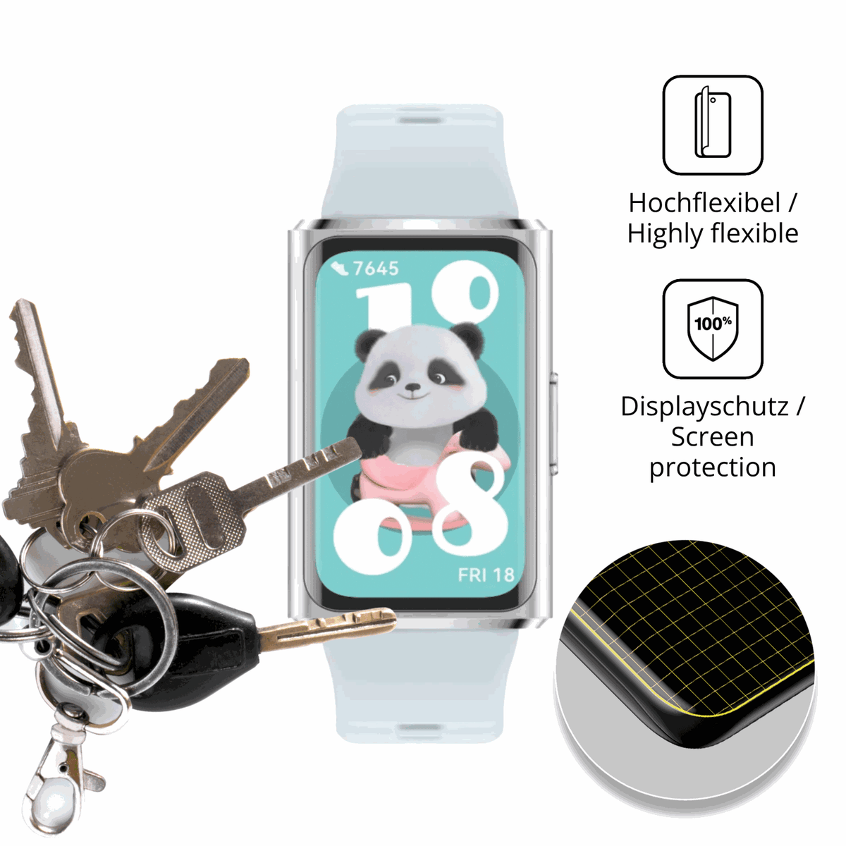 dipos Displayschutz f�r Huawei Band 11 Pro, transparente Oberfl�che, perfekte Passform auch f�r die Rundungen