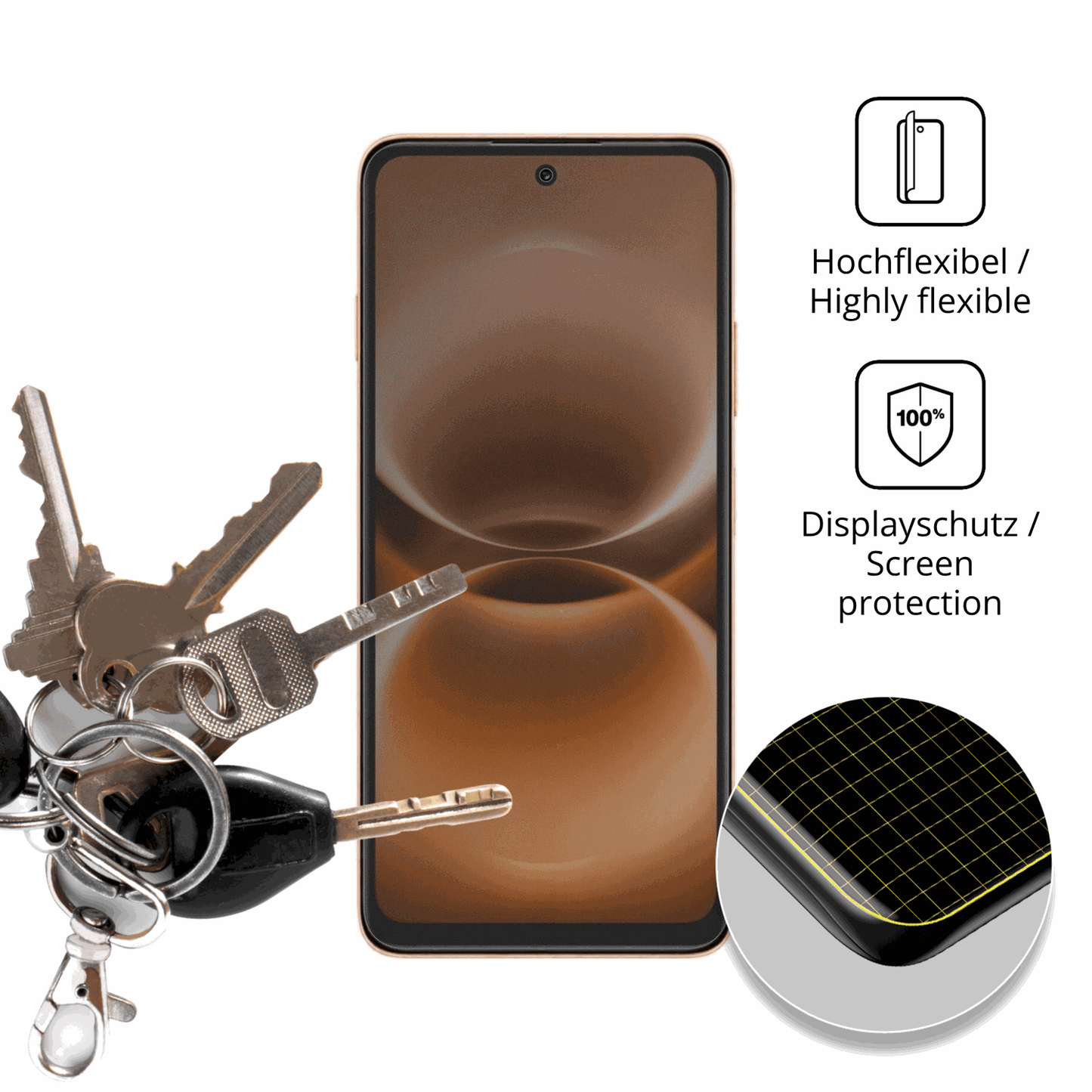 dipos Displayschutz für Huawei Enjoy 90m Plus, mit Blickschutzfilter und perfekter Passform auch für die Rundungen