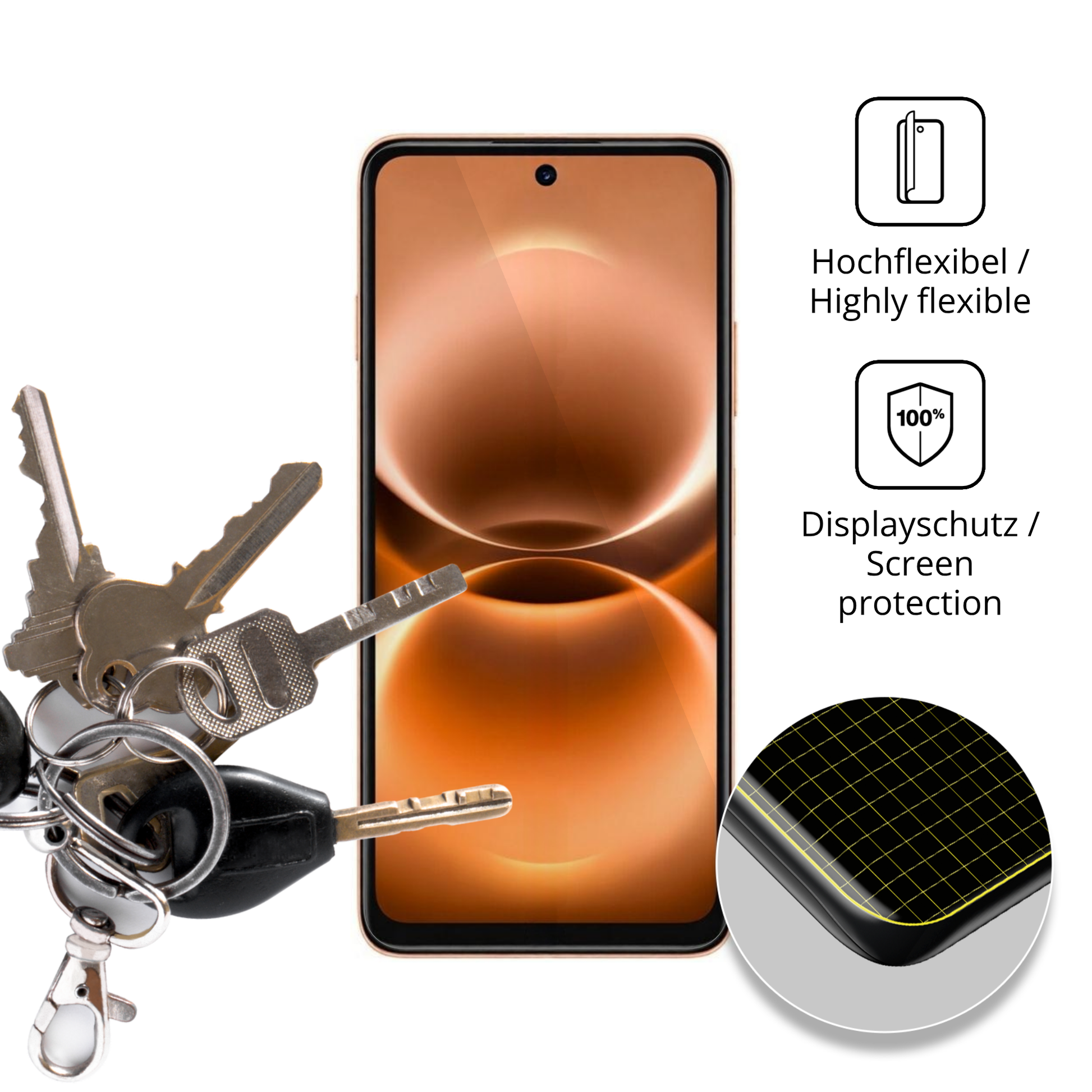 dipos Displayschutz für Huawei Enjoy 90m Plus, transparente Oberfläche, geringe Dicke und perfekte Passform