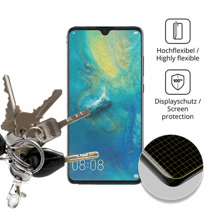 dipos Displayschutz für Huawei Mate 20X, transparente Oberfläche, perfekte Passform auch für die Rundungen