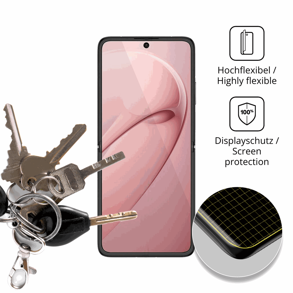 dipos Displayschutz f�r Huawei Nova Flip S Innenseite, transparente Oberfl�che, geringe Dicke und perfekte Passform