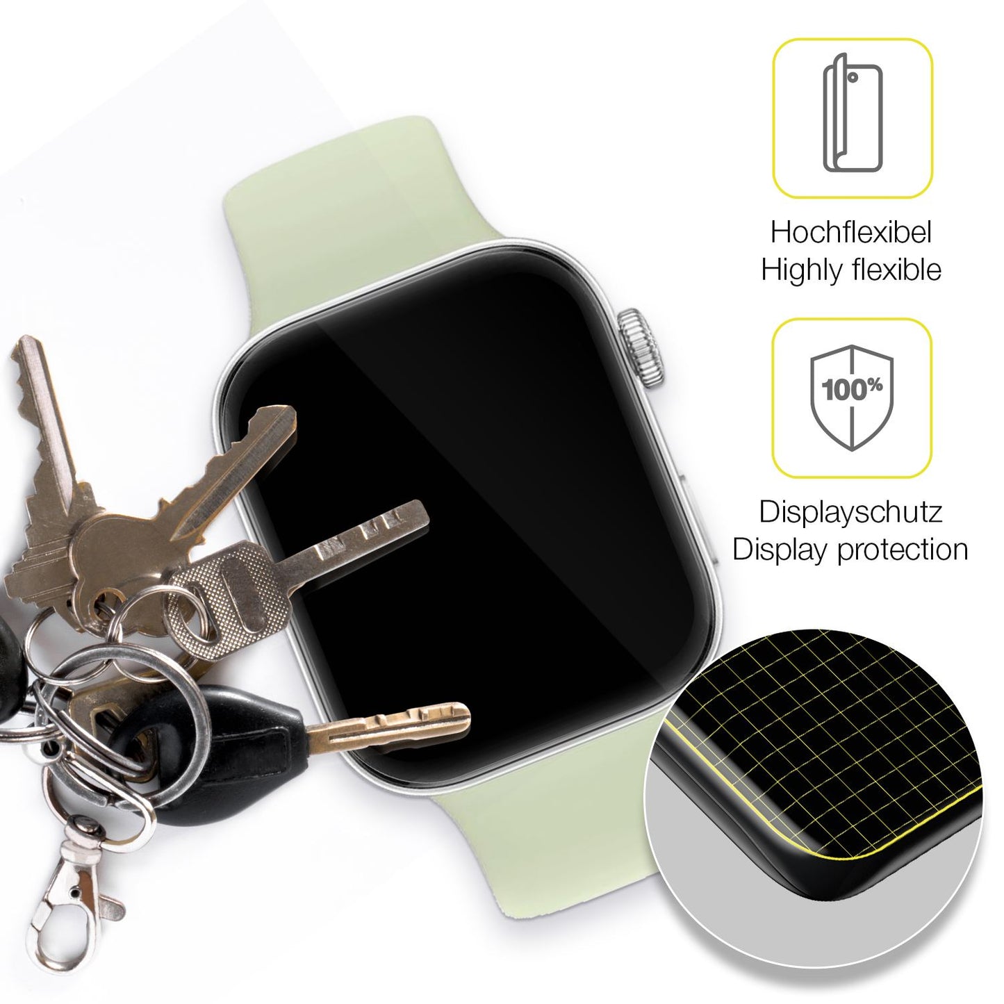 dipos Displayschutz für Huawei Watch Fit 3 1.82 Zoll, transparente Oberfläche, geringe Dicke und perfekte Passform