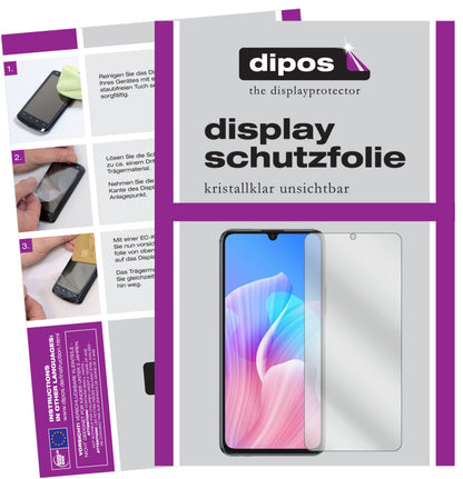 Klare Displayschutzfolie von dipos passend für Huawei Enjoy 20 Plus, präziser Zuschnitt und blasenfrei montiert