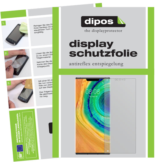 Matte Displayschutzfolie von dipos passend für Huawei Mate 30 Pro, präziser Zuschnitt und blasenfrei montiert
