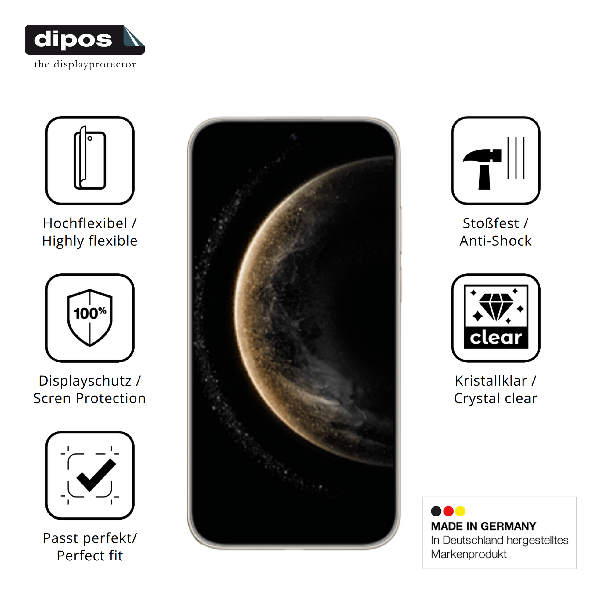 Displayschutz hergestellt in Deutschland, höchste Qualität made in Germany