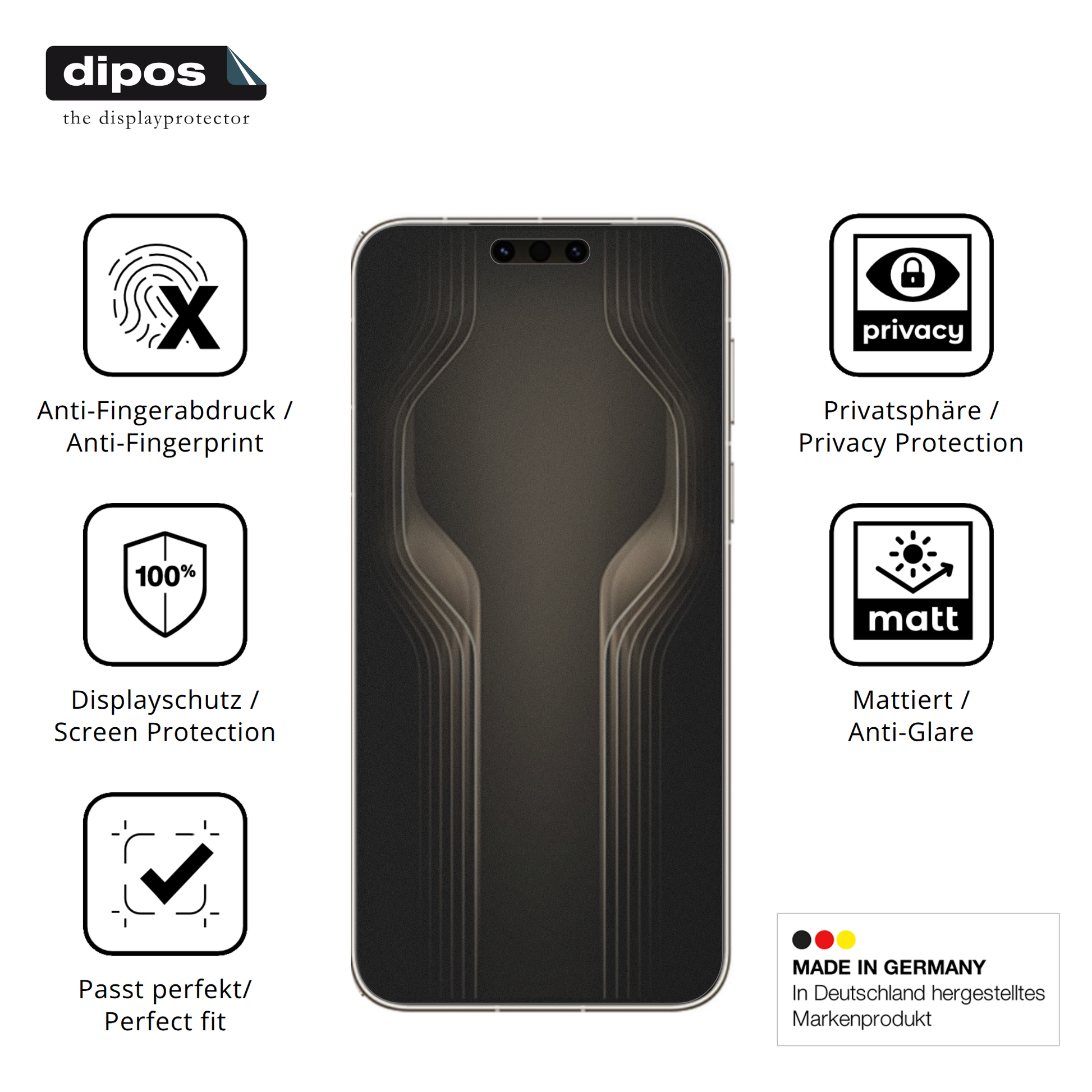 Privatsphäre-Schutz durch Sichtschutz-Folie passend zugeschnitten für huaweimate 80 pro max