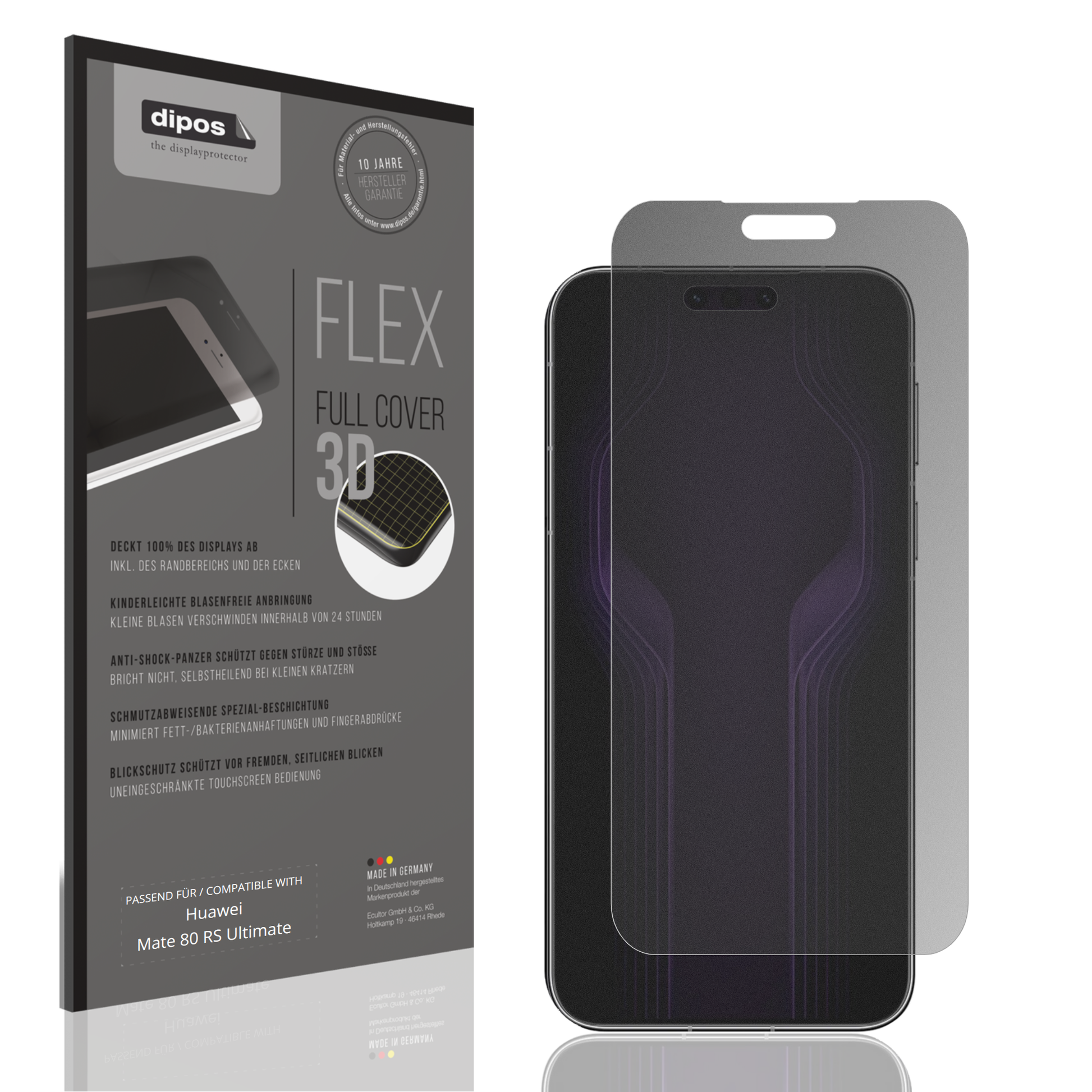 Blickschutzfolie von dipos passend für Huawei Mate 80 RS Ultimate, 100% Displayabdeckung und blasenfreie Montage