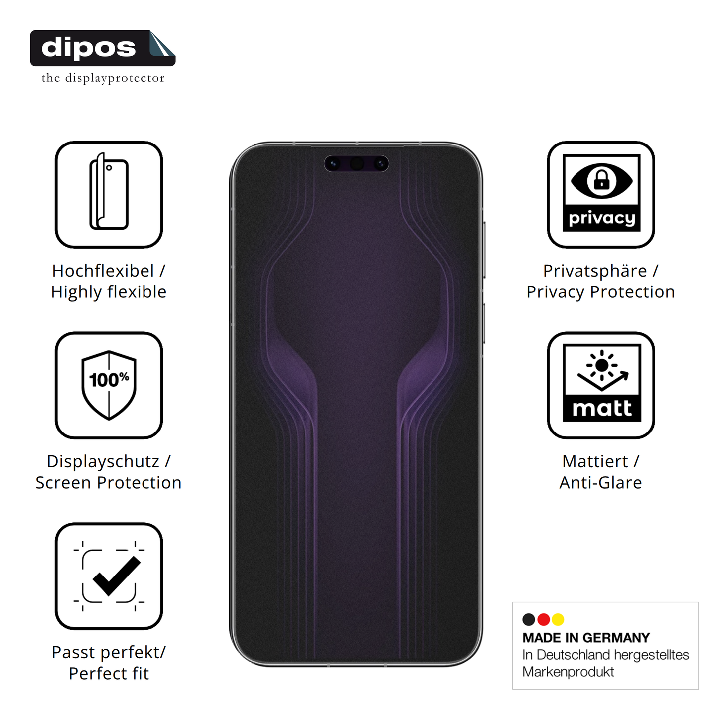 Flexible TPU-Folie passend zugeschnitten für Huawei Mate 80 RS Ultimate, mit Privatsphäre-Schutz durch Sichtschutz-Folie