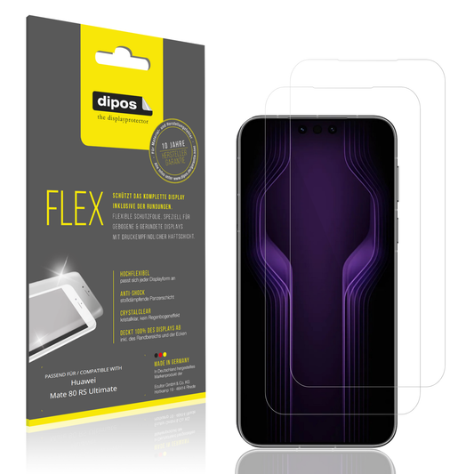 Klare Displayschutzfolie von dipos passend für Huawei Mate 80 RS Ultimate, 100% Displayabdeckung und blasenfreie Montage