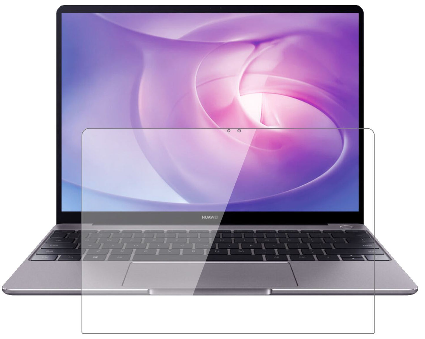 HuaweiMatebook 13 mit aufgebrachter dipos Flex Schutzfolie, glasklare Darstellung ohne Einschränkungen