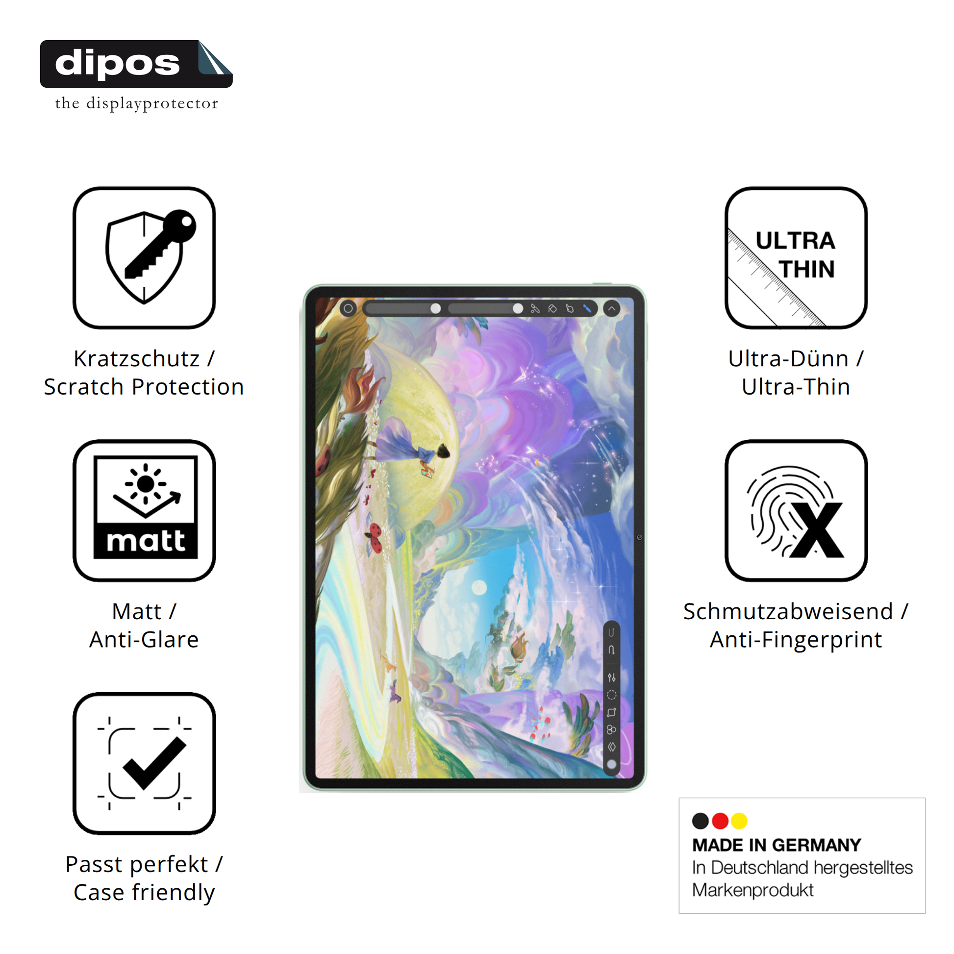 Displayschutz hergestellt in Deutschland, höchste Qualität made in Germany