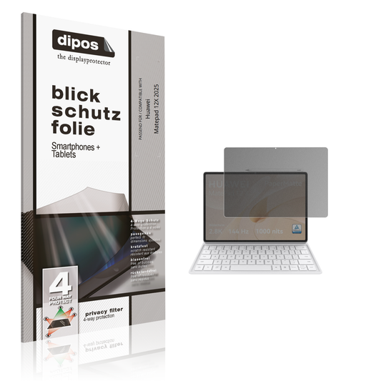 Blickschutzfolie von dipos passend für huaweimatepad 12x 2025, präziser Zuschnitt und blasenfrei montiert