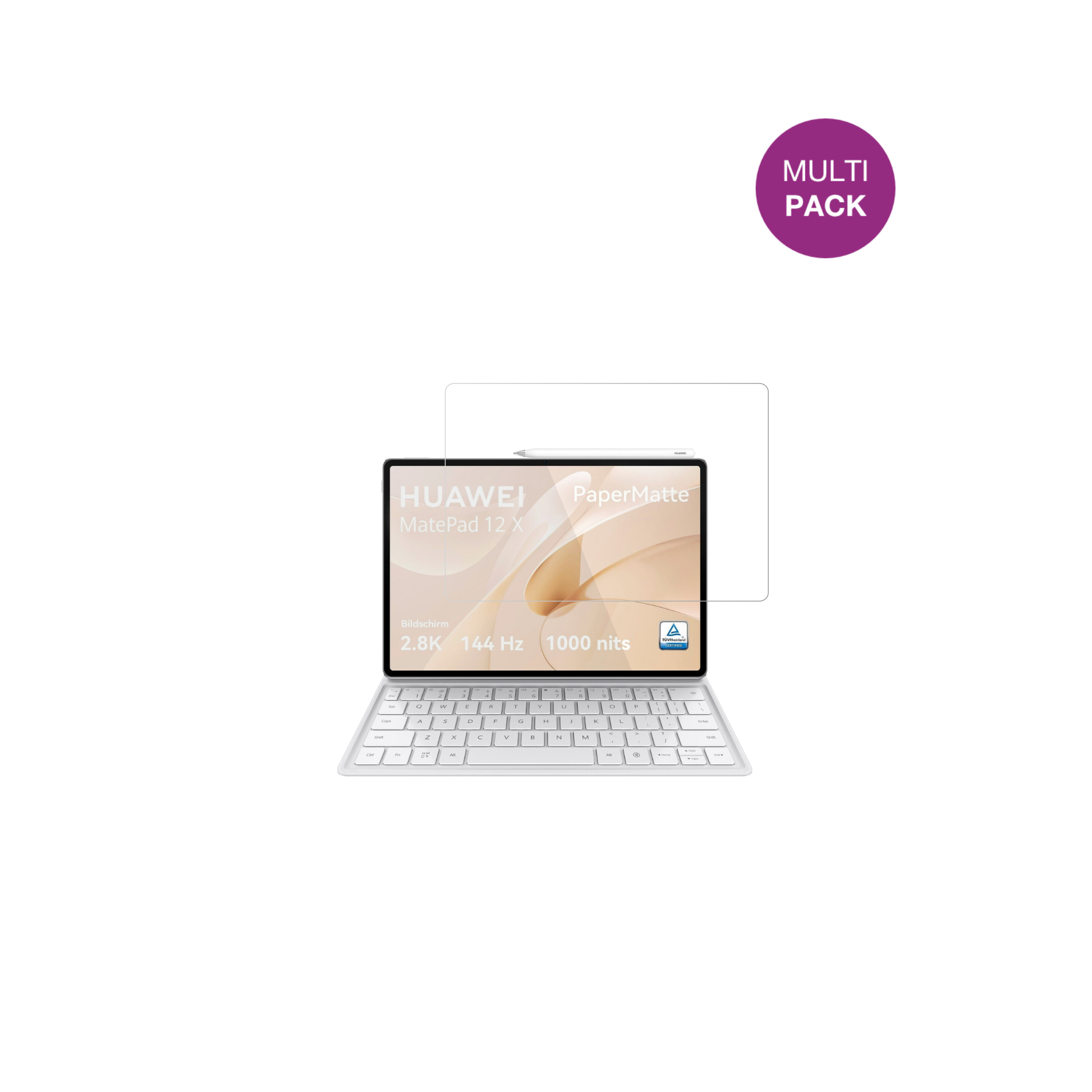 huaweimatepad 12x 2025 mit aufgebrachter dipos Displayschutzfolie, glasklare Darstellung ohne Einschränkungen