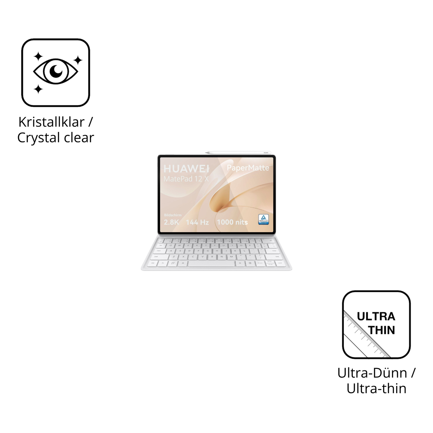 Dünne und klare Folie passend zugeschnitten für huaweimatepad 12x 2025