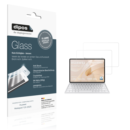 Klare Displayschutzfolie von dipos passend für huaweimatepad 12x 2025, 9H kratzfest und blasenfrei montiert
