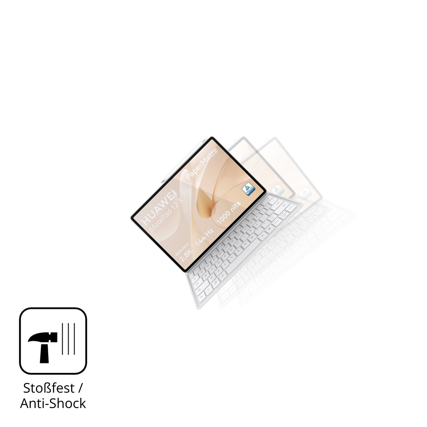 Schutz gegen Kratzer auf dem huaweimatepad 12x 2025 Glas durch Schlüssel, Stöße gegen die Tischkante oder Stürze