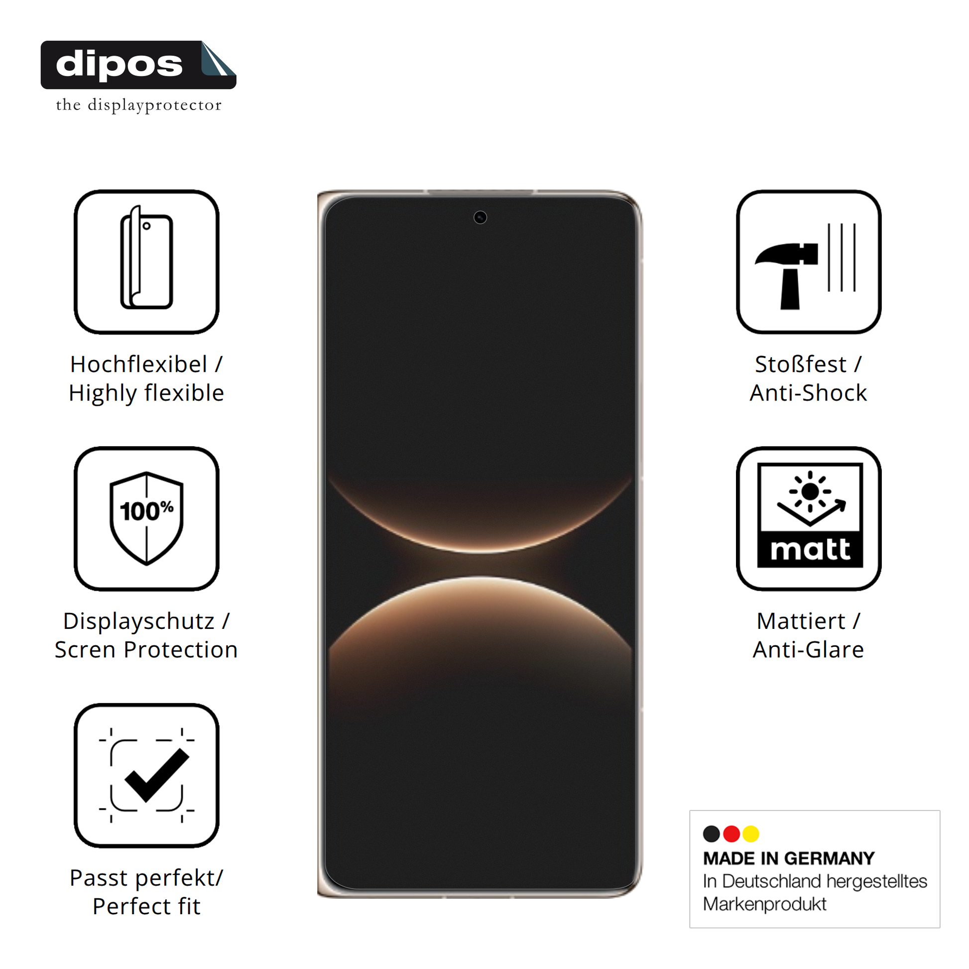 Displayschutz hergestellt in Deutschland, höchste Qualität made in Germany
