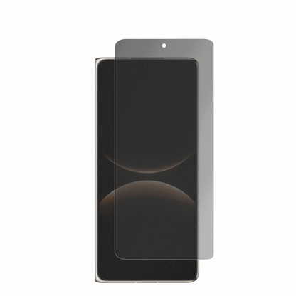HuaweiMate X7 Aussenseite mit aufgebrachter dipos Flex Schutzfolie, die seitliche Einblicke blockiert
