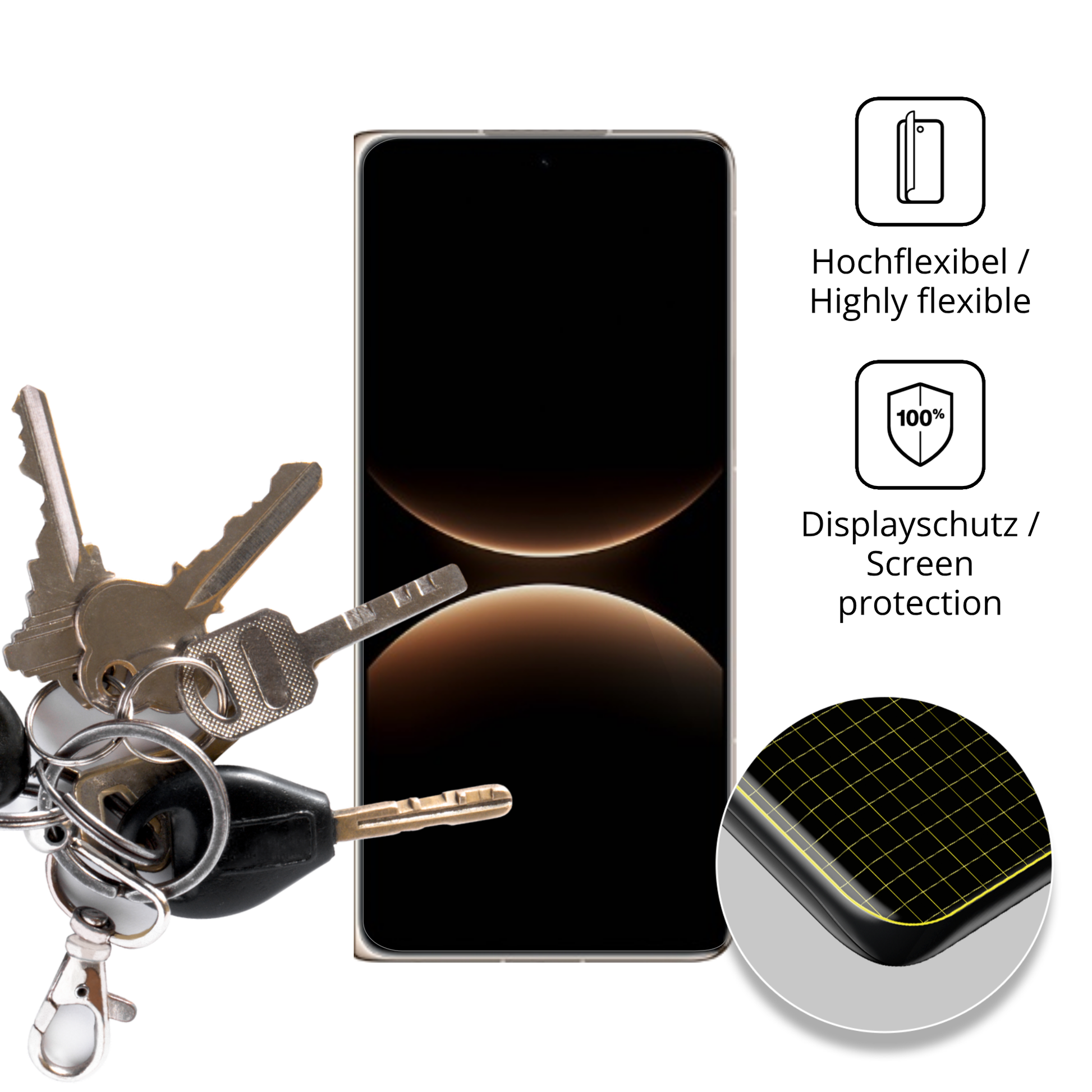 dipos Displayschutz für Huawei Mate X7 Aussenseite, transparente Oberfläche, geringe Dicke und perfekte Passform