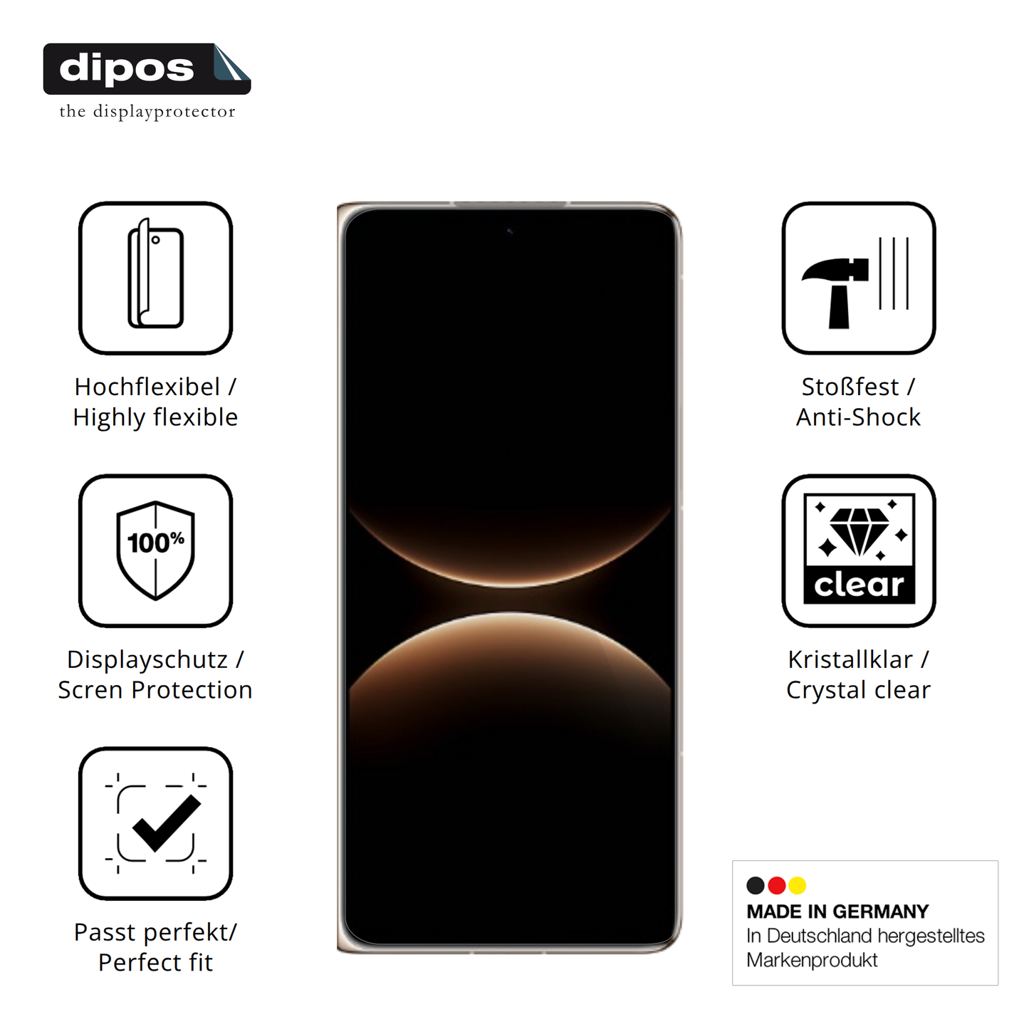 Displayschutz hergestellt in Deutschland, höchste Qualität made in Germany