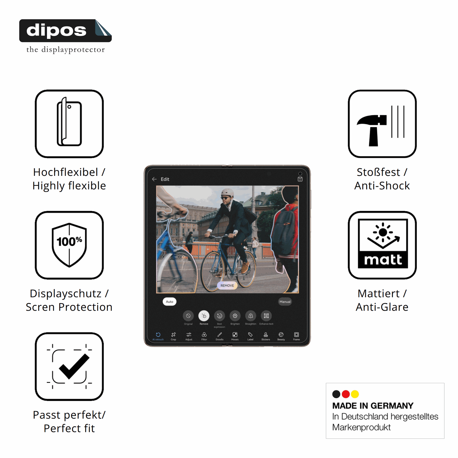 Displayschutz hergestellt in Deutschland, höchste Qualität made in Germany