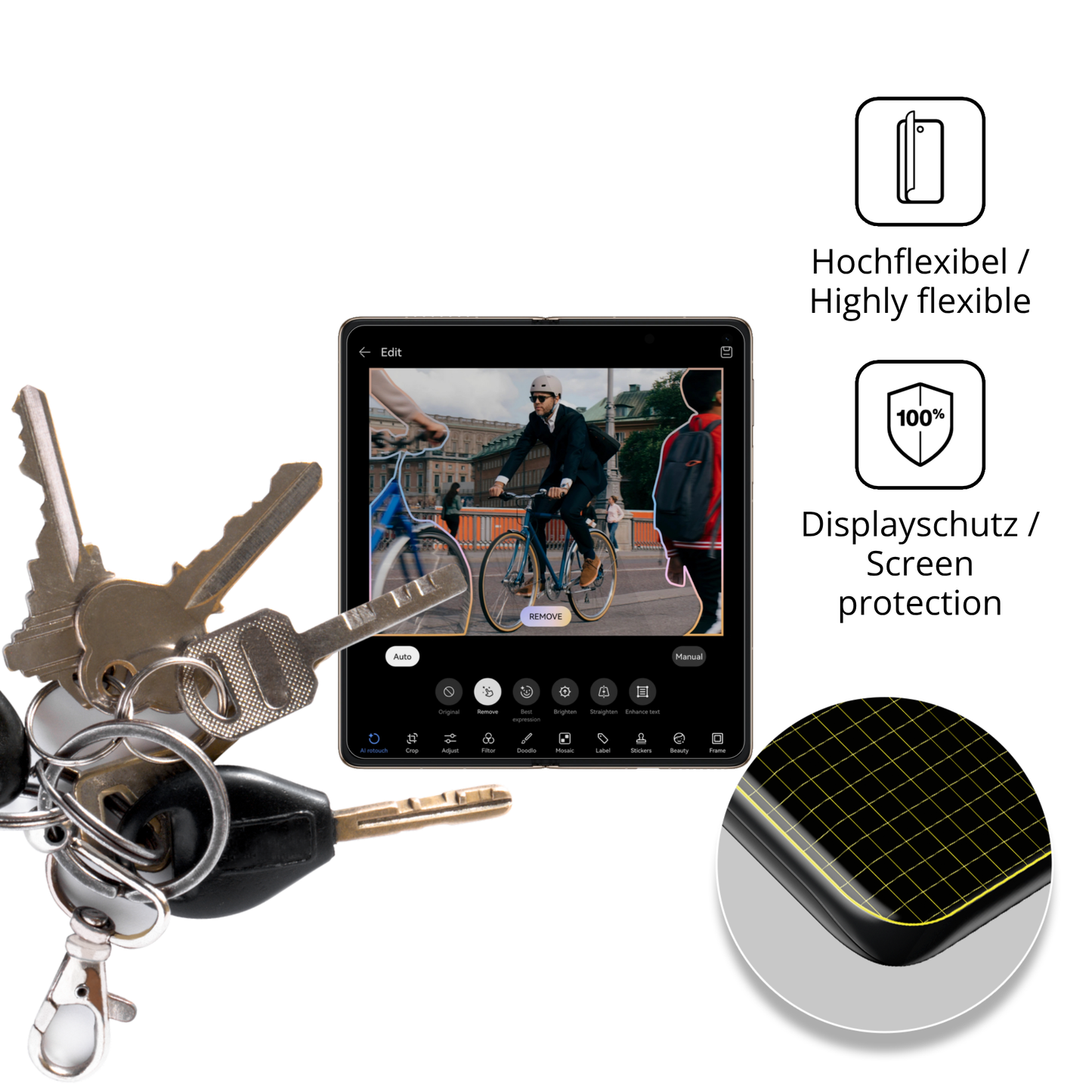 dipos Displayschutz für Huawei Mate X7 Innenseite, transparente Oberfläche, geringe Dicke und perfekte Passform