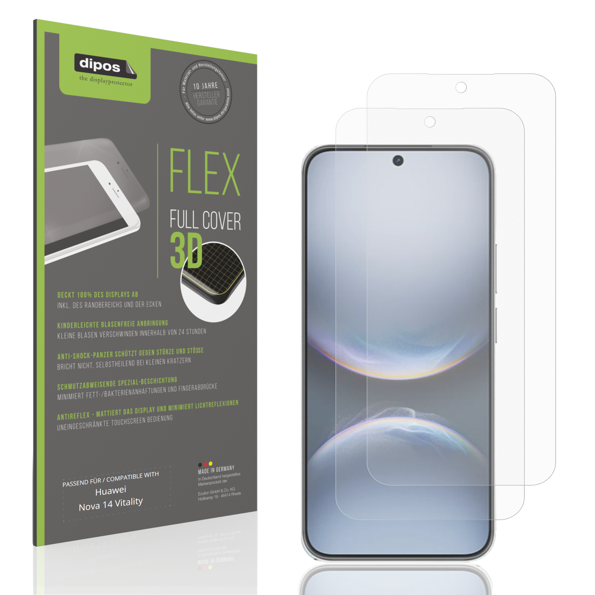 Matte Displayschutzfolie von dipos passend für Huawei Nova 14 Vitality, 100% Displayabdeckung und blasenfreie Montage
