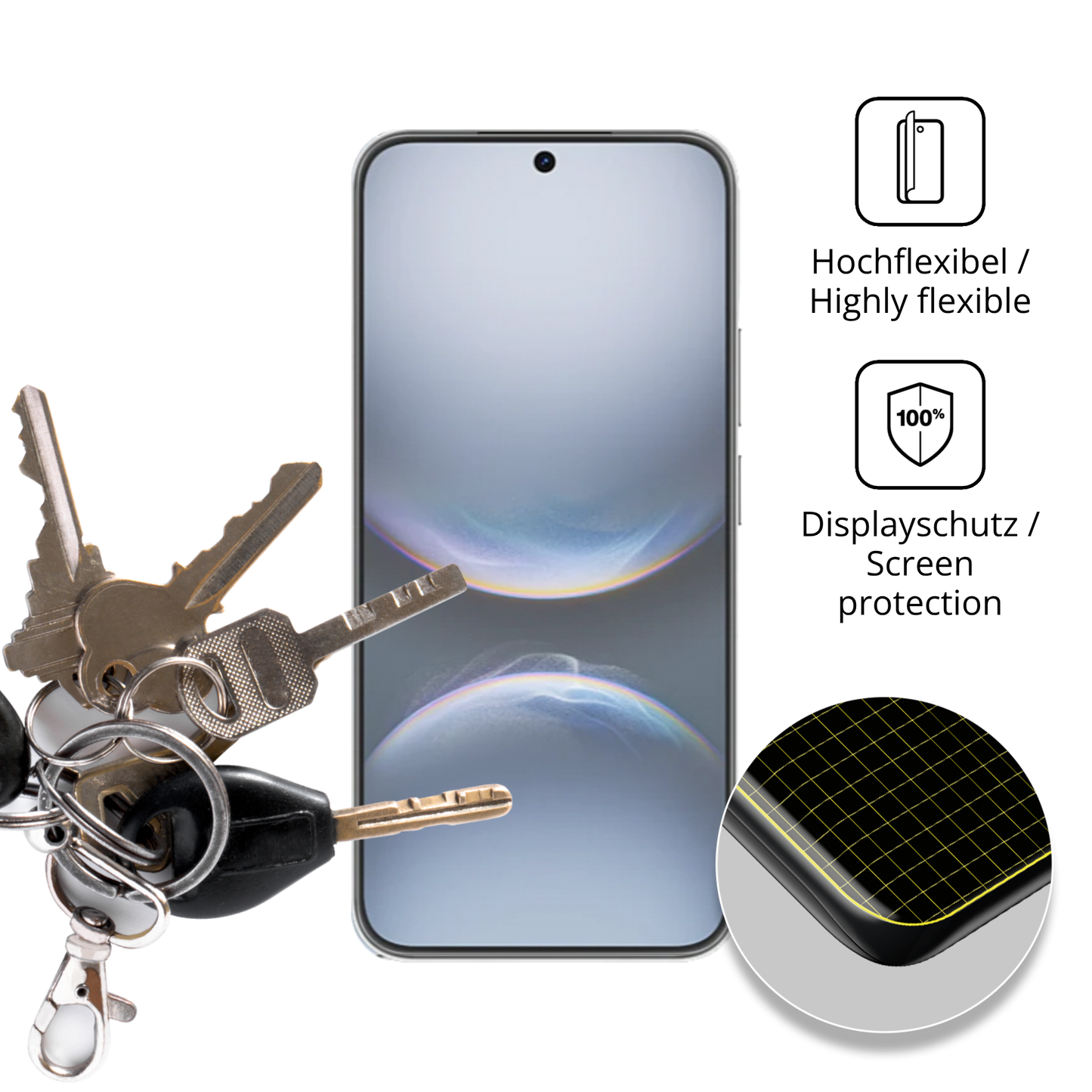 dipos Displayschutz für Huawei Nova 14 Vitality, transparente Oberfläche, perfekte Passform auch für die Rundungen