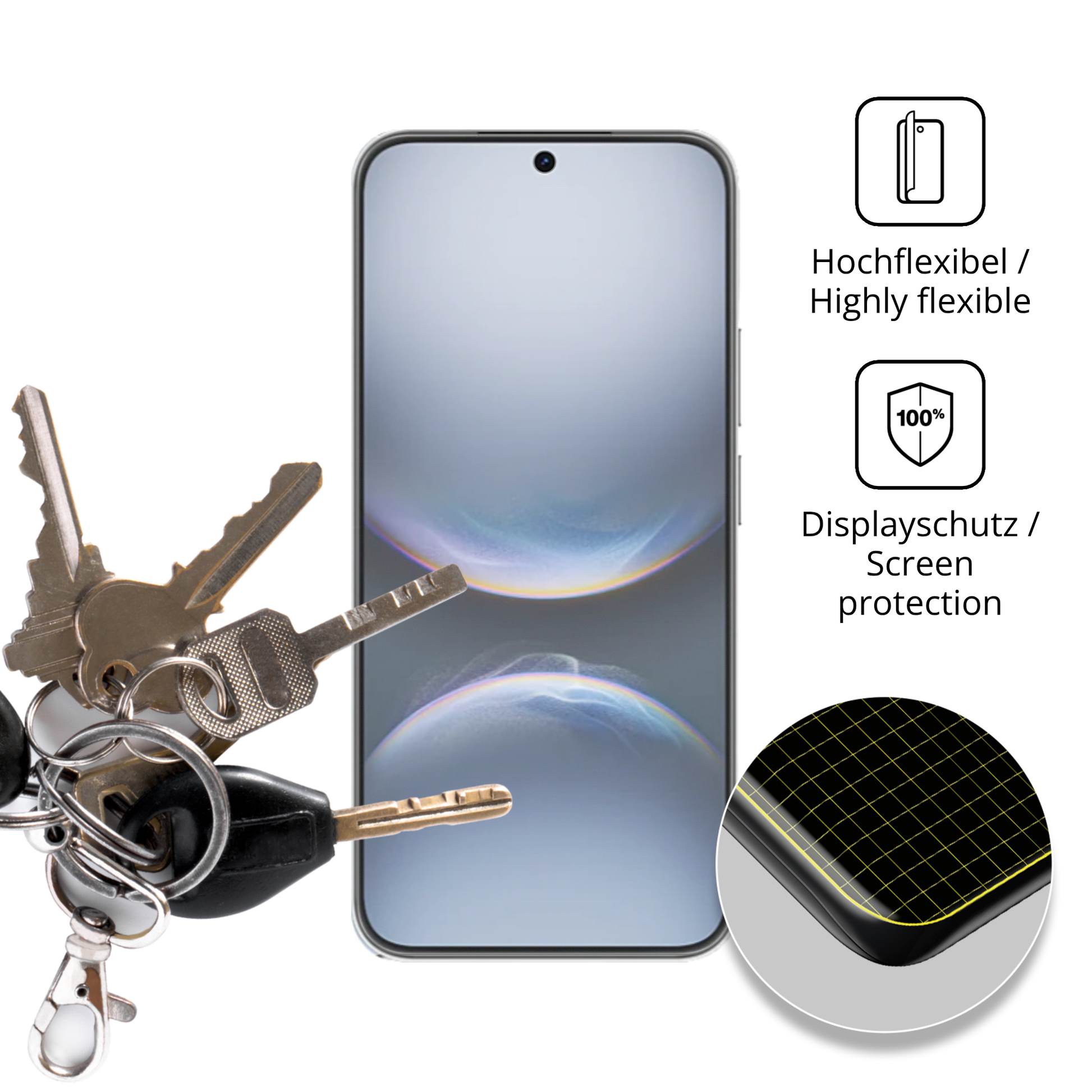 dipos Displayschutz für Huawei Nova 14 Vitality, transparente Oberfläche, perfekte Passform auch für die Rundungen