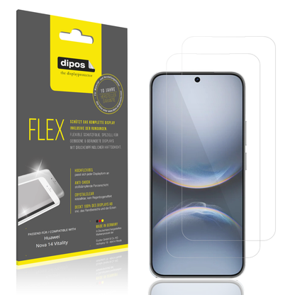 Klare Displayschutzfolie von dipos passend für Huawei Nova 14 Vitality, 100% Displayabdeckung und blasenfreie Montage