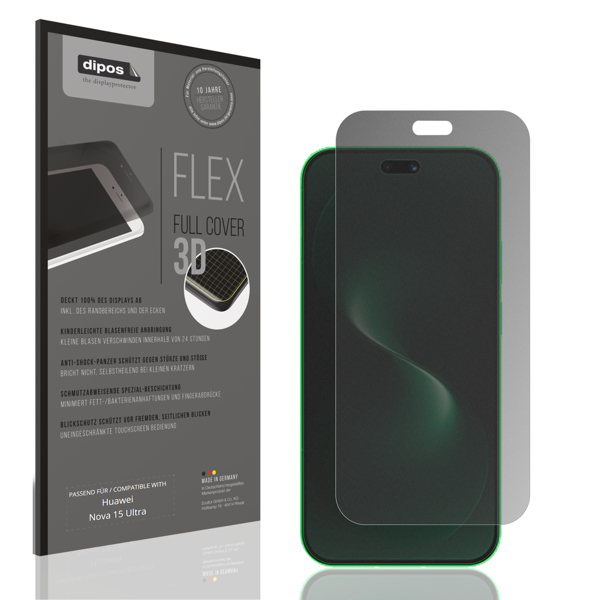 Blickschutzfolie von dipos passend für Huawei Nova 15 Ultra, 100% Displayabdeckung und blasenfreie Montage