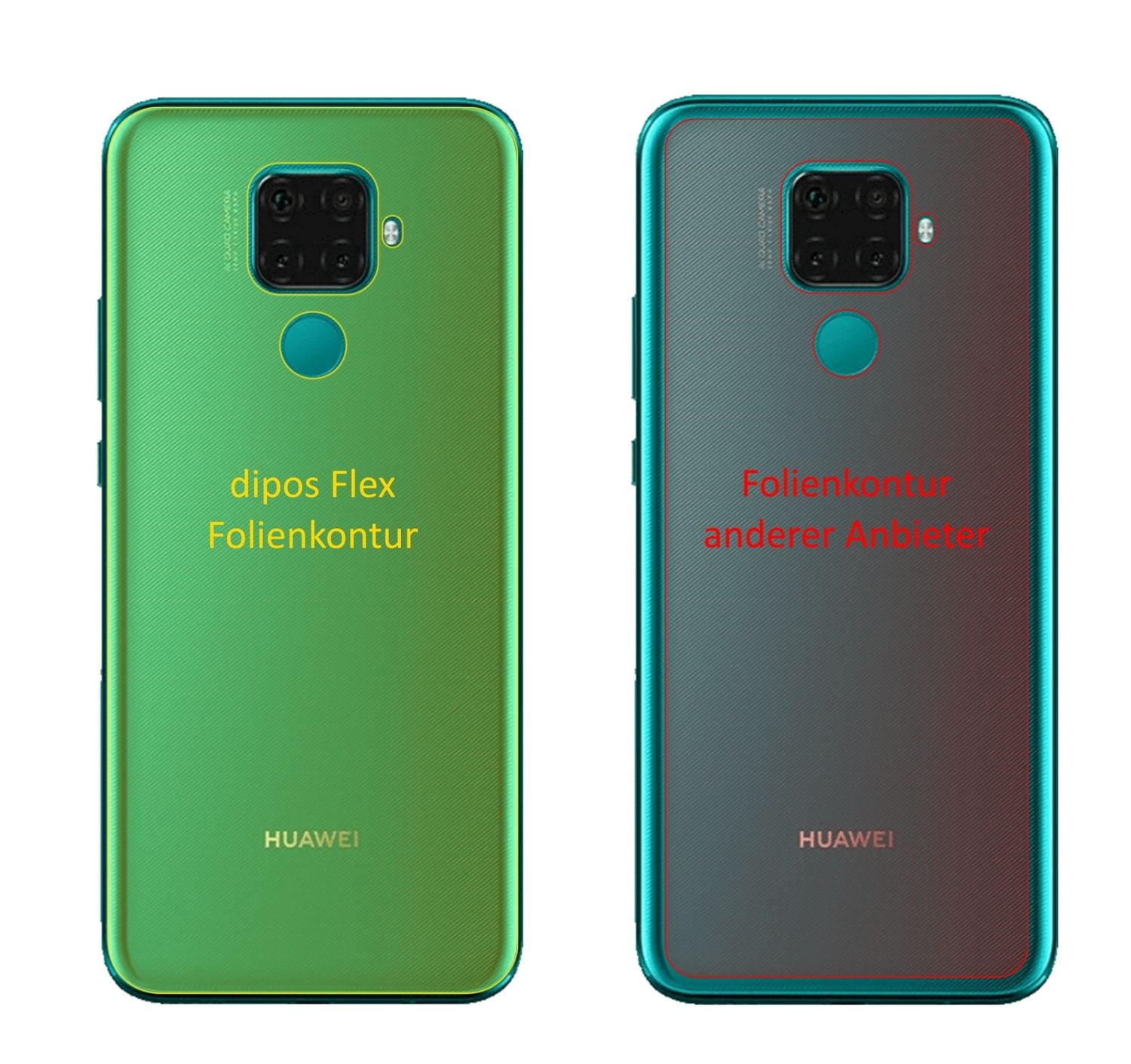 Huaweinova 5z Rückseite mit aufgebrachter dipos Displayschutzfolie, glasklare Darstellung ohne Einschränkungen