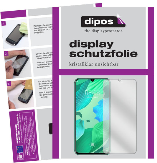 Klare Displayschutzfolie von dipos passend für Huawei nova 5 Pro, präziser Zuschnitt und blasenfrei montiert