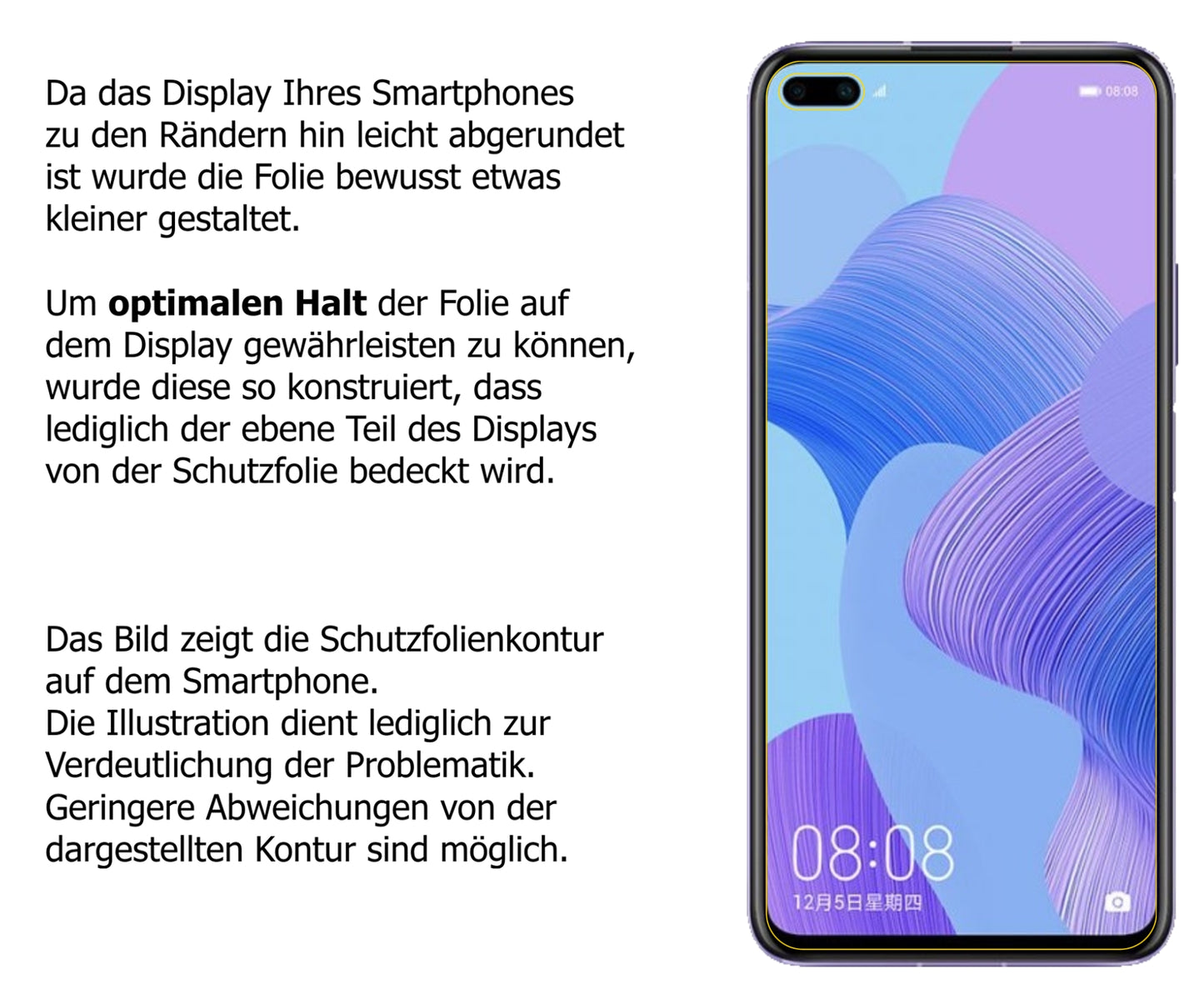 Schutzfolie mit optimaler Passform, zur Verwendung mit Hüllen geeignet