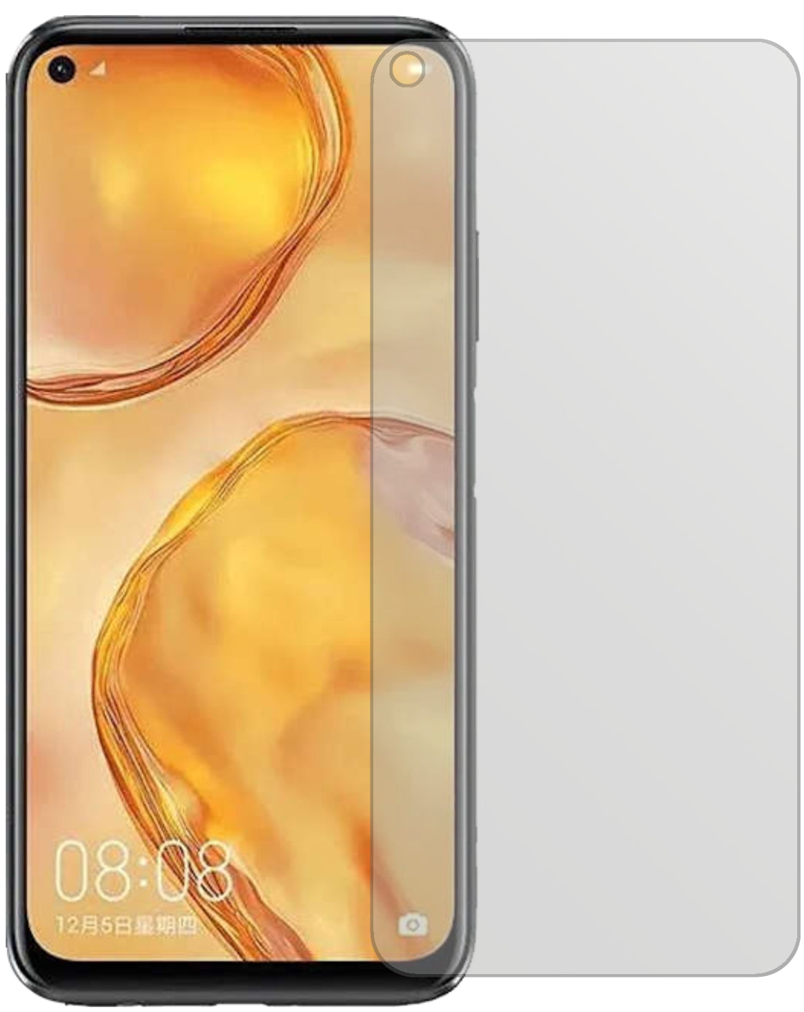 HuaweiP40 Lite mit aufgebrachter dipos Displayschutzfolie, die lästige Fingerabdrücke minimiert