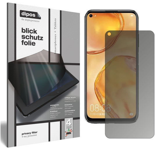 Blickschutzfolie von dipos passend für Huawei P40 Lite, präziser Zuschnitt und blasenfrei montiert